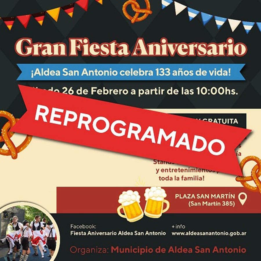 Pasó Para El Lunes La Fiesta Por El 133° Aniversario De Aldea San