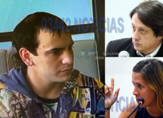 El "enano" Aguirre. Su defensor Arrechea y la fiscal Gabriela Seró