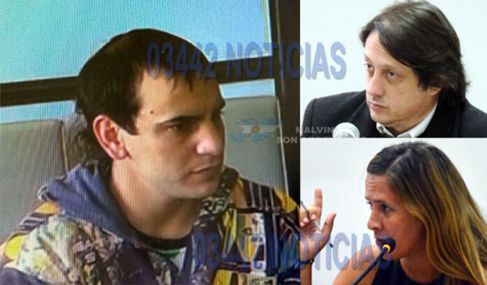 El "enano" Aguirre. Su defensor Arrechea y la fiscal Gabriela Seró