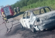 Se incendió un auto en la autovía 14, a la altura de Ñancay