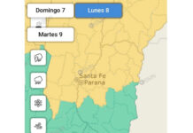 Emitieron alerta amarilla por lluvias y tormentas en la zona centro norte de la provincia para este lunes