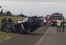 Vuelco múltiple en la Autovía 14: un camión y un automóvil protagonizaron un violento accidente