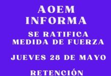 AOEM realizará paro de tres horas este jueves y de 24 mañana viernes