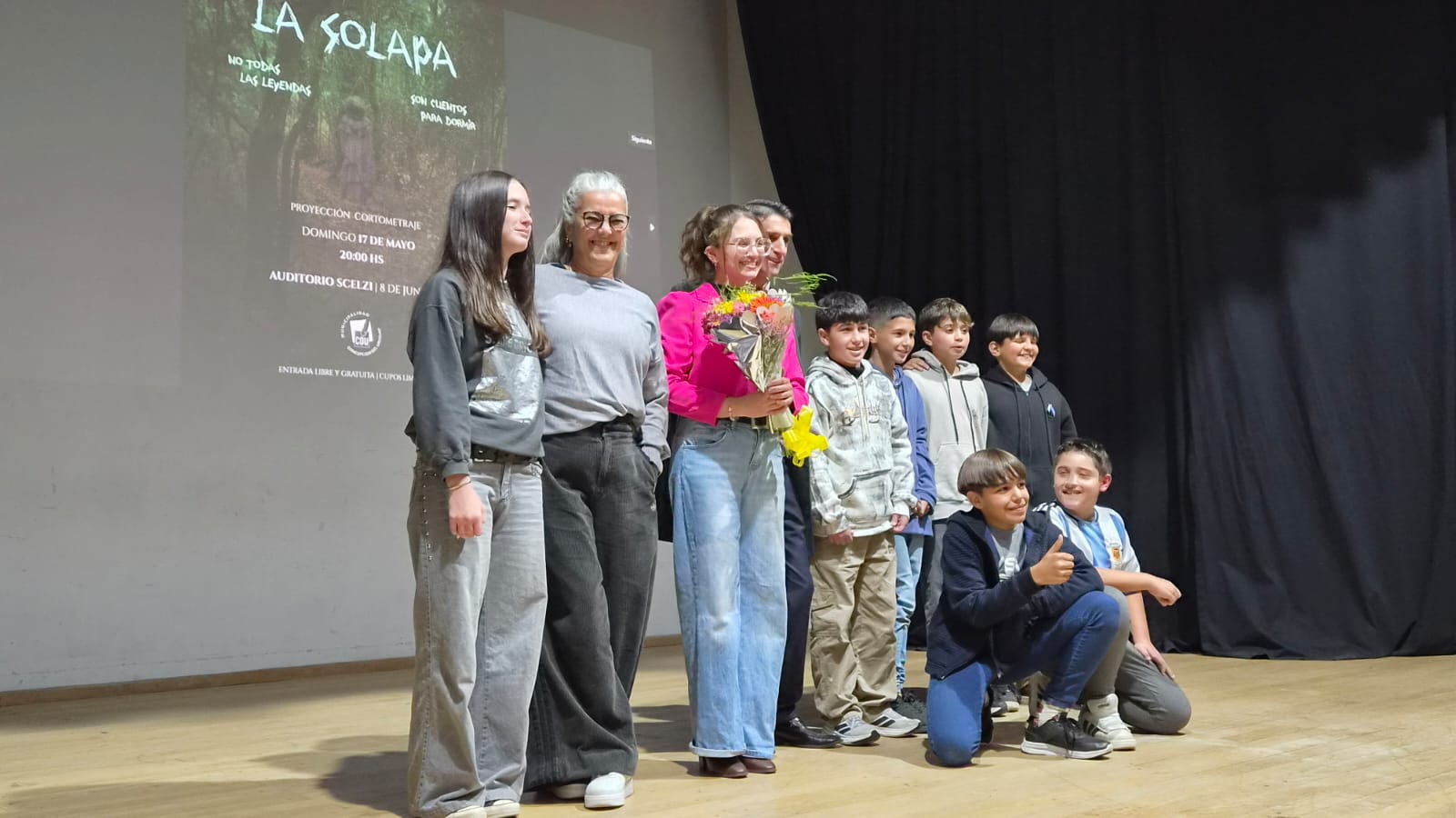 Con el Auditorio Scelzi lleno, se proyectó el corto La Solapa