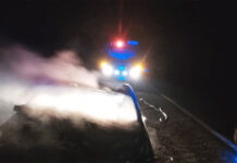 Susto en la Ruta 12: Un auto se incendió por completo y las llamas lo devoraron en pocos minutos