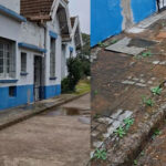 Pérdida de agua potable por un caño en el viejo hospital Urquiza