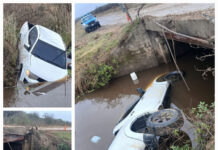 Ruta 1: Una camioneta despistó, cayó a un arroyo pero sus ocupantes salieron ilesos