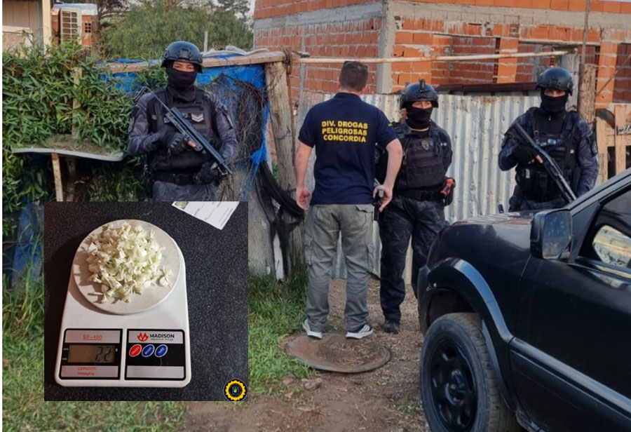 Megaoperativo antidrogas en Concordia: cuatro allanamientos, cocaína fraccionada, una fortuna en efectivo y dos detenidos
