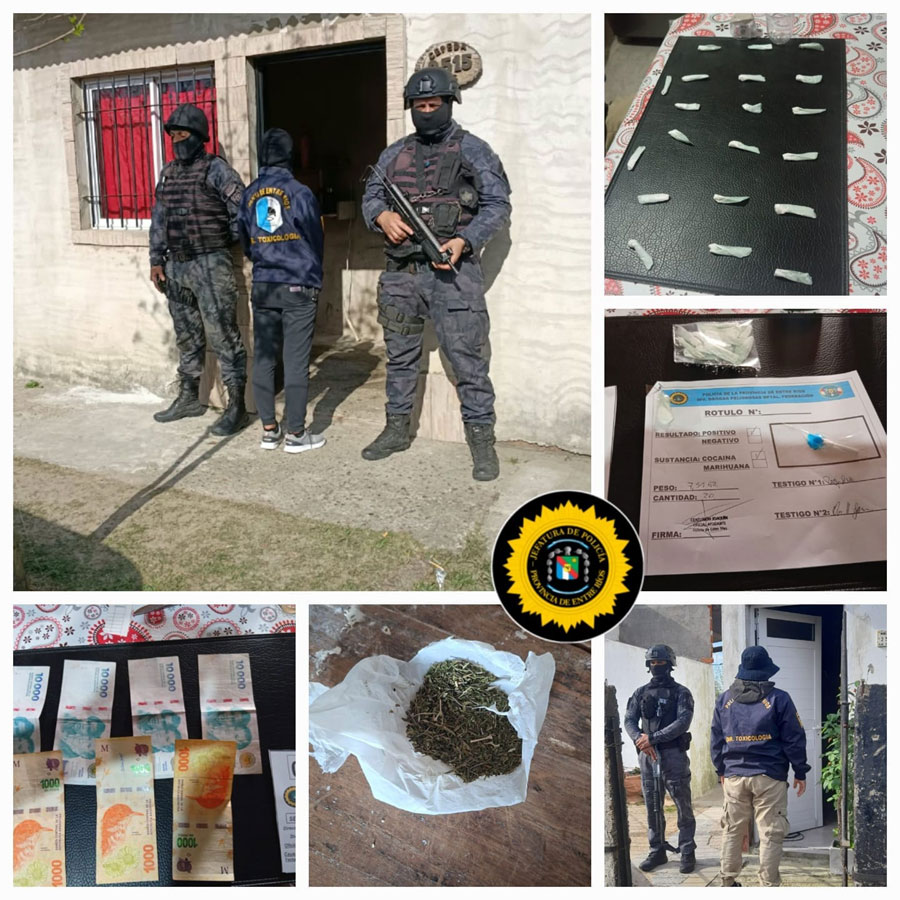 Chajarí: tres allanamientos en el Barrio Norte por narcomenudeo terminaron con un detenido y drogas secuestradas Chajarí: tres allanamientos en el Barrio Norte por narcomenudeo terminaron con un detenido y drogas secuestradas
